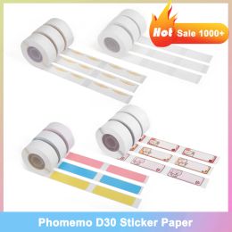 Papierstickerpapier voor Phomemo D30 Thermische stickertickets Papier Selfadhesieve transparante vierkante ronde naam Labels Papier 3 Rolletjes/doos