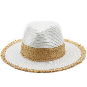 Papier paille Panama chapeau été large bord soleil chapeaux pour femmes homme plage casquettes UV protéger hommes pliable Fedoras casquette Chapeu