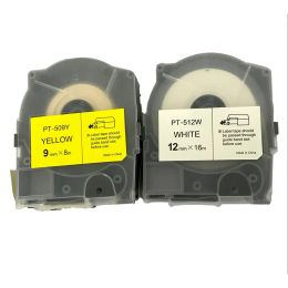 Cassette de bande en papier 5 mm 9 mm 12 mm whitex16m 8mxyellow étiquette autocollant pour imprimante ID de câble max de Letatwin LM550A / E