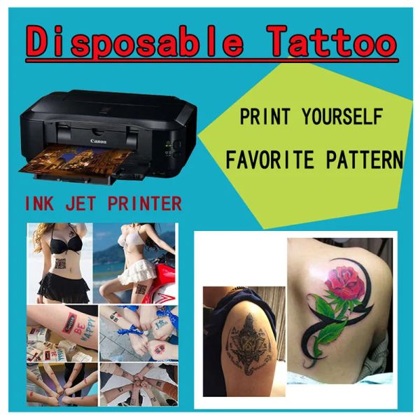 Tatuajes temporales de papel, tatuaje desechable Paper de bricolaje Bestie Bestie Brazo y pierna, Jet de tinta láser Impresión de sus propios patrones