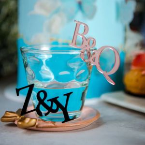 Papier le papier lable Personnalisé en acrylique initial tag de mariage boisson verre pendant cocktail à ponbrizes de champagne 231205