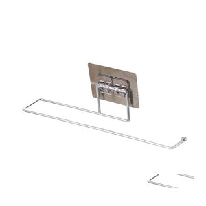 Porte-serviettes en papier en acier inoxydable auto-adhésif suspendu porte-toilettes salle de bains armoires de cuisine rouleau rack maison supports de rangement muraux D Otvoh