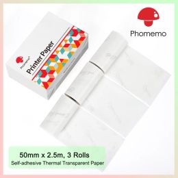 Papier transparent autocollant transparent papier thermique à longllast pour le phomemo m02 imprimante à long terme efficace pour 20 ans 50 mm * 3,5 m