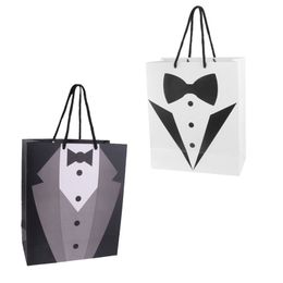 Papieren smoking tas bruiloft groomsmen tuxedo gift gunst tas vader minnaar gentlemen gift pakket draagtas