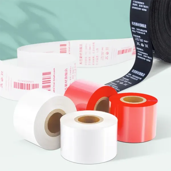 Papier blanc rouge tout ruban de carbone en résine pour étiquette de lavage de tissu en nylon