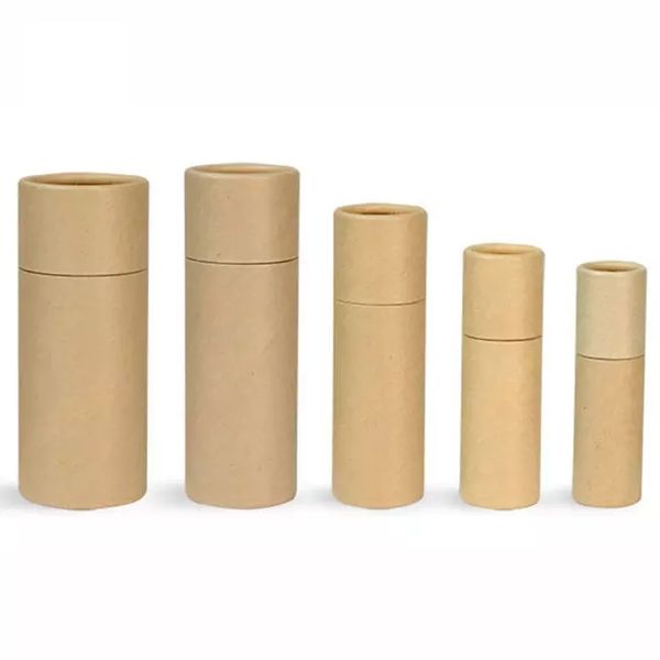 Caja de tubos de bálsamo labial de embalaje de tubo Kraft Push-Up Tubos de perfume sólidos redondos de papel recargables