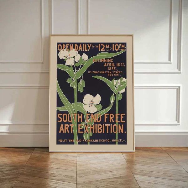 Papiers Vintage Black Brown Exhibition Mur New Art Flower Market Canvas Painting Gallery Personnalize Frameless Poster For Bedroom J240510