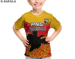 Papua Nueva Guinea 2023 Rugby 3D Impresión para niños Camiseta de tamaño infantil Top Camiseta de manga corta Tshirt-2