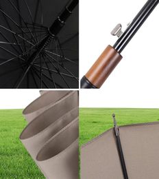 Parachase Grand Parapluie En Bois Coupe-Vent 16 Côtes D'affaires Japonais Parapluie À Long Manche Pluie Femmes Hommes 120 cm Golf Parapluie Transparent T29296585