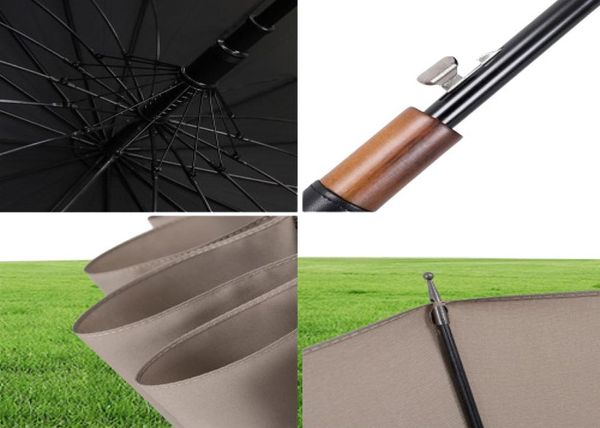 Parachase Big Umbrella Woodon Tremproproof 16 côtes entreprises japonais Handle Umbrella Rain Women Men 120cm Golf Clear Umbrella T24216185