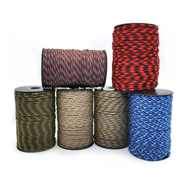 Paracord 100m 550 Military Standard 7core Corde Paracord 4 mm Camouflage de parachute parachute Corde de survie Tableau de tente