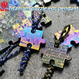 Paracord 1 ST EDC Mes Kralen Paracord Kralen TC4 Titanium Legering Puzzel Foto Achtergrond Board Multifunctionele Lanyard Hangers