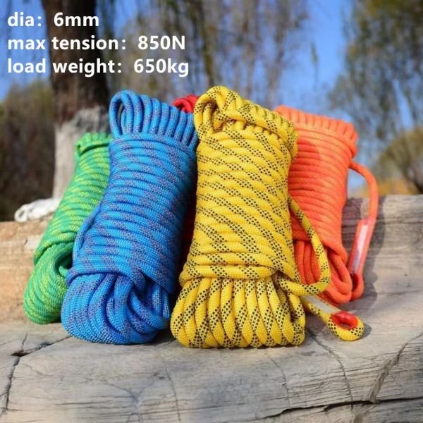 Paracord Outdoor Camping Camping Fire Escape Survival Kit Nylon Corde Corde à linge 6 mm Maison inélastique 850N Charge 650kg Paracord sûr