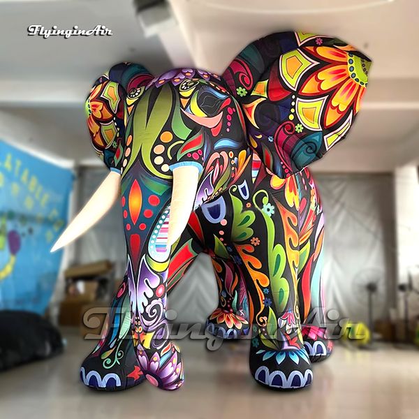 Modèle de mascotte animale de dessin animé d'éléphant gonflable de représentation de défilé ballon coloré d'éléphant d'explosion pour l'événement extérieur