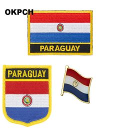 Paraguay Flag Patch Badge 3 stcs A Set Patches for Clothing Diy Decoration PT002635013041