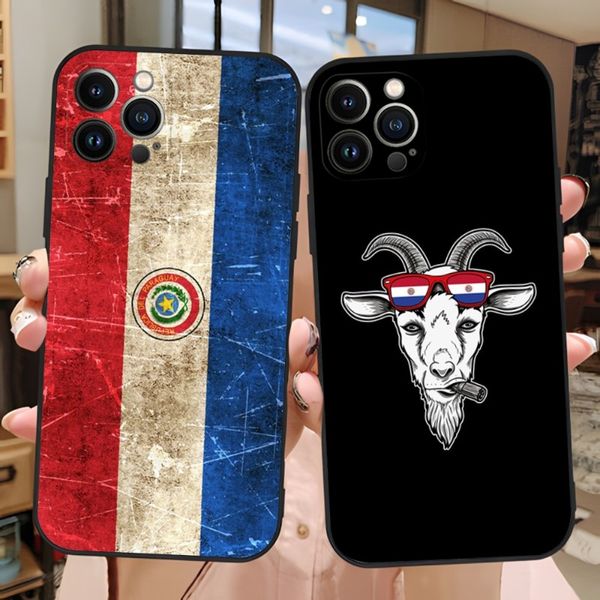 Case de teléfono de la bandera de Paraguay para iPhone 13Promax 11 14 12 Pro Max Mini XR X XS 7 8 6 6S Plus FundA Shell Cover