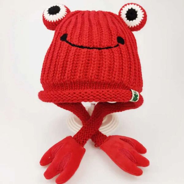 Bonnet Parent-Enfant / Crâne Mignon Grenouille Automne Hiver Chaud Tricoté Chapeau De Laine Bonnets Pour Femmes Et Hommes Dessin Animé Casquettes De Pêcheur X0907 3 3 91