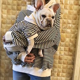 Parent-kind katoenen strepen Franse stier hoodie kleding kleine hond huisdier chihuahua kostuum pug kleding yorkshir