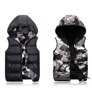 Ouder-kind bijpassende outfits camouflage kind vest katoen meisjes jongens dubbelzijdige vest kinderen bovenkleding 3-18 jaar LJ201125