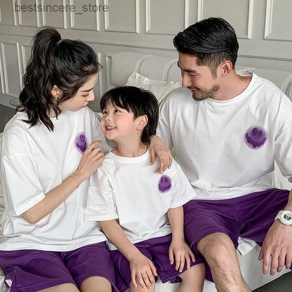 Conjunto de padres e hijos 2023, nueva camiseta familiar para bebés, conjuntos de ropa a juego para padre, madre e hijo e hija, traje de algodón para papá y bebé L230522