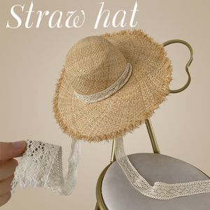 Parent enfant Style chapeaux de paille Lafite chapeau de soleil été tissé large bord casquettes crème solaire vacances chapeau de plage pour adultes enfants