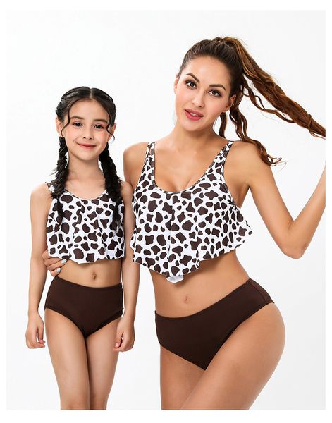 Traje de baño para padres e hijos, traje de baño para madre e hija, traje de baño estampado de talle alto, Bikini sexy para madre e hija, traje de baño para niños