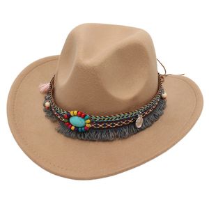 Ouder-kind Western Cowboy Hoed voor Mannen Vrouwen Kinderen Jazz Cowgirl met Kwastje Brede Rand Cloche Kerk Sombrero hombre Caps