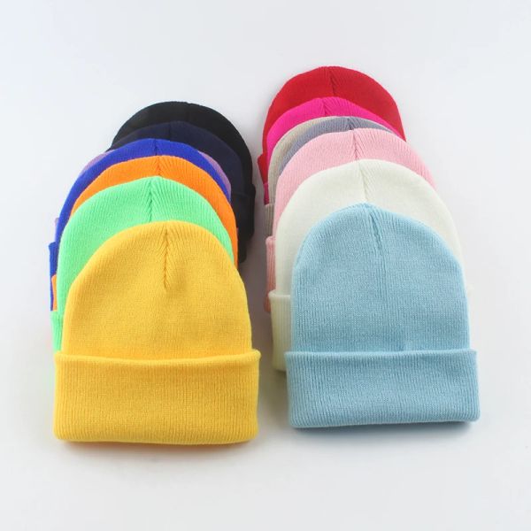 Parents Kids New Cotton Coréen Coton en tricot en tricot Printemps automne Hiver Baby Hat Gilrs Boys Warm Skullies Boney Bonnet