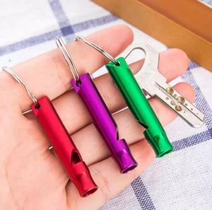 En gros En Alliage D'aluminium Sifflet Mini Porte-clés Porte-clés Sifflet Alarme D'urgence En Plein Air Survie Sport Camping Chasse Sifflets En Métal