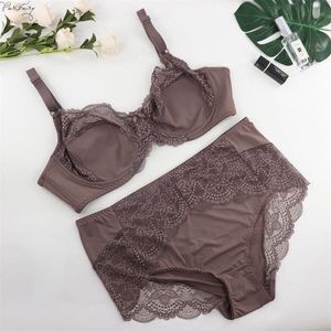 Parifairy sexy bloemen kant ultra dunne beha en slipje set groot formaat ondergoed set lingerie dames brassieres d cup 38-48 xl-6xl 220513