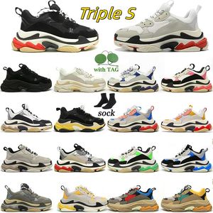 Paris 17FW Dad Shoe Triple S Chaussures décontractées Hommes Femmes pour Vintage Vieux Gris Blanc Noir Baskets Hommes Printemps Chaussures Bleu Marine Casuals Chaussures Papa