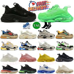 Paris 17FW Luxe topkwaliteit merk Tripler 3-laags buitenzool Clear Sole triple s rubberen branding Neon groen zwart heren Designer Casual schoenen dames Old Dad Trainers