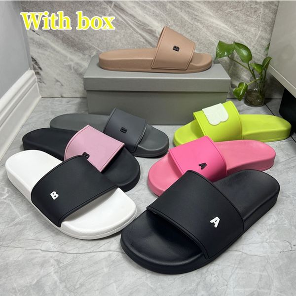 Paris 2024 Sliders Fashion Slipper Slides Sandals Sandales pour hommes Femmes Hot Designer Unisexe Pool Planche Flip Flops with Box Taille 35-46 5 S WO