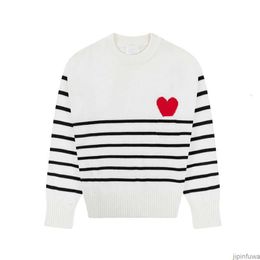 Paris Amis AM I Pull Amiparis Classique Noir Blanc Stripe Designer Tricoté Jumper Jacquard Love Heart Coeur Sweat Hommes Femmes Pull Col Roulé YGFL