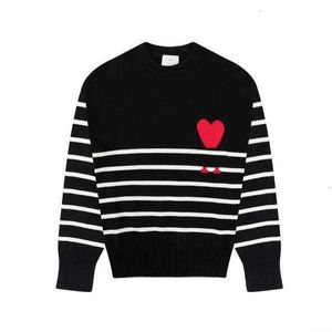 Paris Amis AM I Pull Amiparis Classique Noir Blanc Stripe Designer Tricoté Jumper Jacquard Love Heart Coeur Sweat Hommes Femmes Pull Col Roulé yh