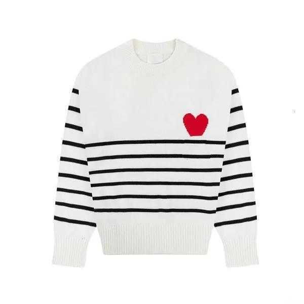 Paris Amis AM I Pull Amiparis Classique Noir Blanc Stripe Designer Tricoté Jumper Jacquard Love Heart Coeur Sweat Hommes Femmes Pull Col Roulé h2