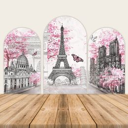 Paris Arch Couverture de toile de fond de Paris Art Eiffel Tower Photo Bannière fond européen Paysage du paysage rose décor suspendu