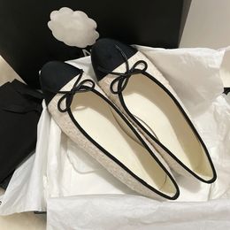 Parijs merk designer koeienhuid flats sandalen vrouwen lage hak zwart ballet ronde neus ondiepe schoenen slip op loafer ronde tenen formele kleding platte schoenmaat 35-41