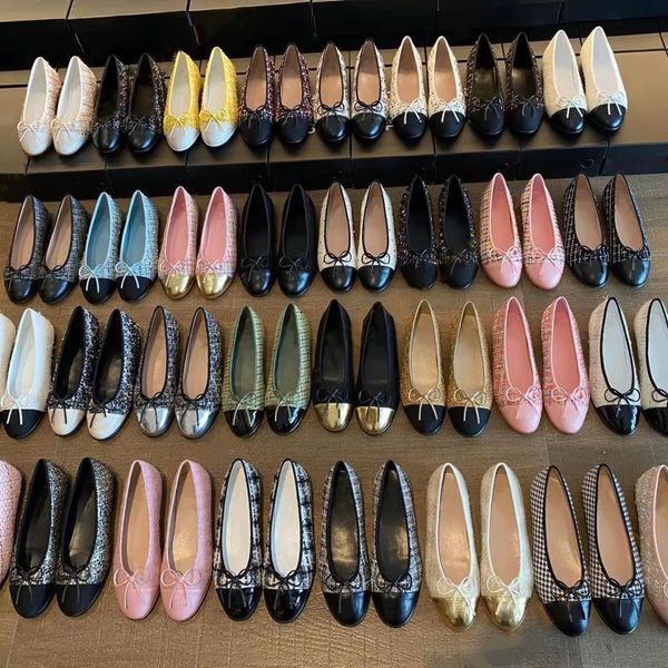 Paris Marque Designer Chaussures Noir Rose Ballet Chaussures Plates Femmes 2C Channel Marque Chaussures En Cuir Matelassé Ballerines Bout Rond Femmes Chaussures En Cuir Formelles Chaussures Habillées