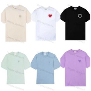 Parijs designer amis t-shirt 2023 nieuwe macarone snoep kleur liefde borduurwerk letter A harten puur katoen korte mouwen voor mannen en vrouwen c1