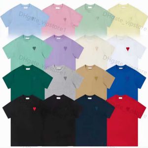 Parijs designer amis t-shirt 2023 nieuwe macarone snoep kleur liefde borduurwerk letter A harten puur katoen korte mouwen voor mannen en vrouwen