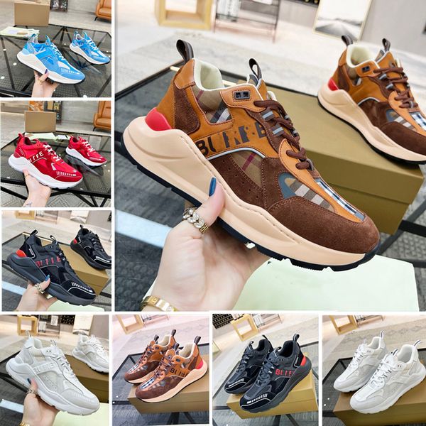 Paris Designer Chaussures décontractées en cuir Vintage Classic Plaid Training Sneakers Berry Stripe Shoes Fashion Training Men Color Strip Sneakers