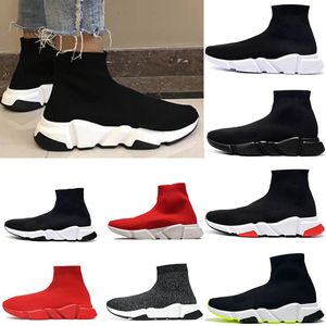 Diseñador de París Zapatos de calcetín casual Confort Suela Transpirable Hombres Mujeres Plataforma Hommes Malla Entrenador Negro Brillo Punto Triple Zapatilla de deporte Caminar EUR 36-47