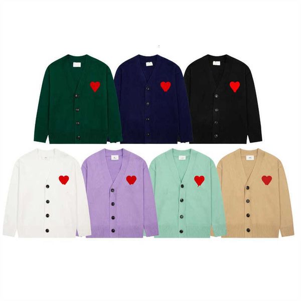 Amis Sweaters Paris Designer Amisweater Coeur Macaron Love Jacquard Cardigan Amishirt pour hommes et femmes Top AM I Fashion Jumper Sweat à capuche