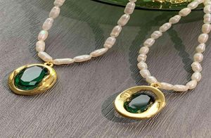 Paris Designer ketting oorbellen Tide merk Emerald hanger kettingen mode parel keten sieraden licht luxe dames039s A4016317