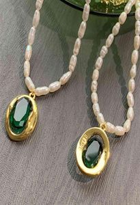 Paris Designer ketting oorbellen Tide merk Emerald hanger kettingen mode parel keten sieraden licht luxe dames039s a5119690