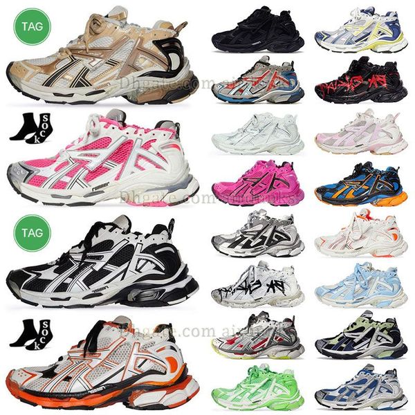 Paris Designer Shoes Track Runner 7 Zapatillas de deporte para hombre Plataforma para mujer Scarpe 2024 Nuevo Triple S Todo Blanco y negro Rosa Azul claro Púrpura Senderismo Caminando Entrenador de lujo