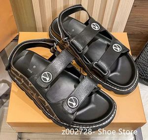 Parijs Designer Schoenen Damesslippers Verstelbare gesp 1V Letter Platte sandalen Steunzool Comfortabele slippers Zomer Casual lederen schoenen Merkschoenen