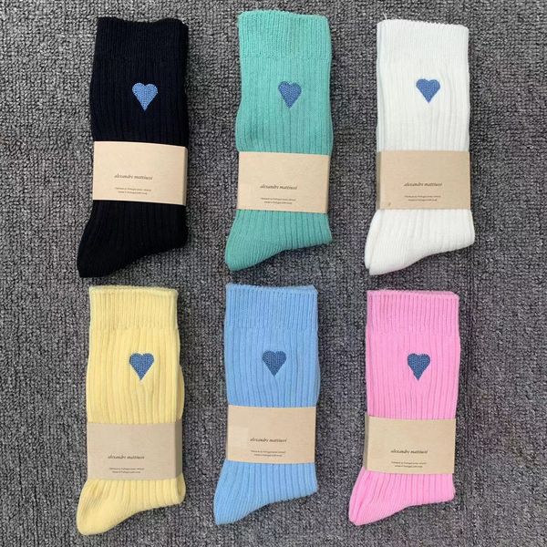 Chaussettes créateur Paris amis Chaussettes brodées Love Bas homme et femme Chaussettes rayées Chaussettes unies