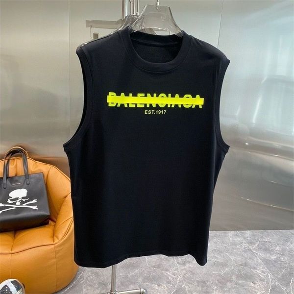 Paris designer été hommes T-shirt français luxe lettre motif col rond logo à la mode hommes T-shirt sport décontracté coton en vrac T-shirt gilet sans manches